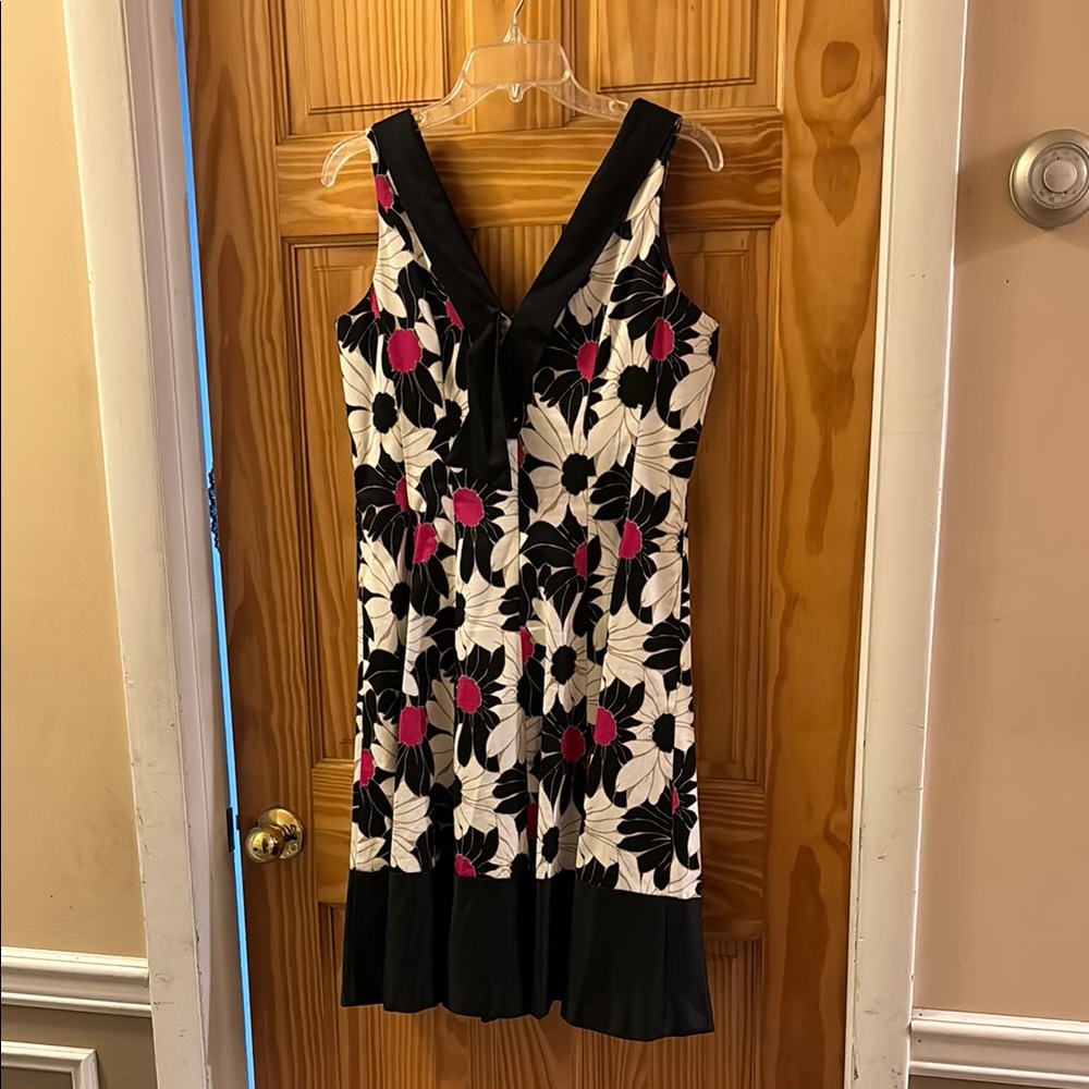 Black and White Ruffled Midi Sundress for Wedding Guest